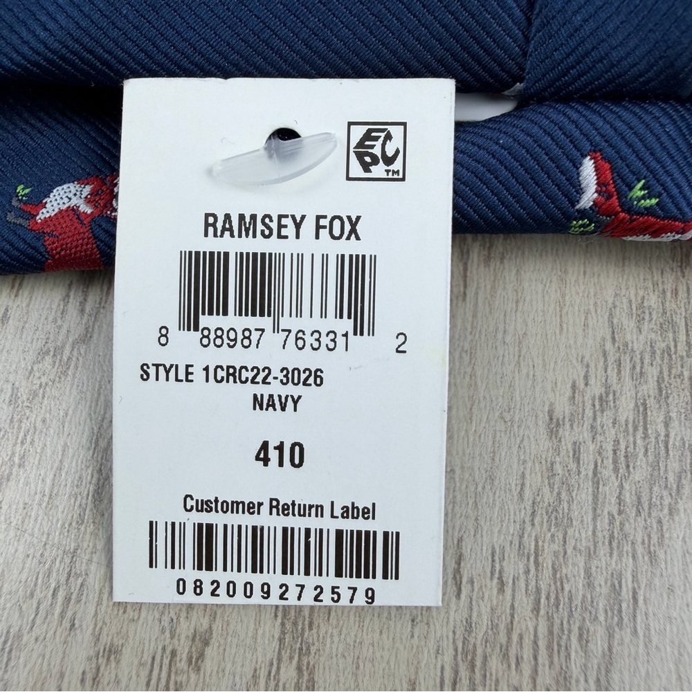 789 Club Room Men's Tie Ramsey Fox 410 Navy Blue $55 Polyester - Picture 4 of 5